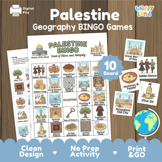 Palestine Geography BINGO Game | Palestinian Culture and Landmarks Printable Activity