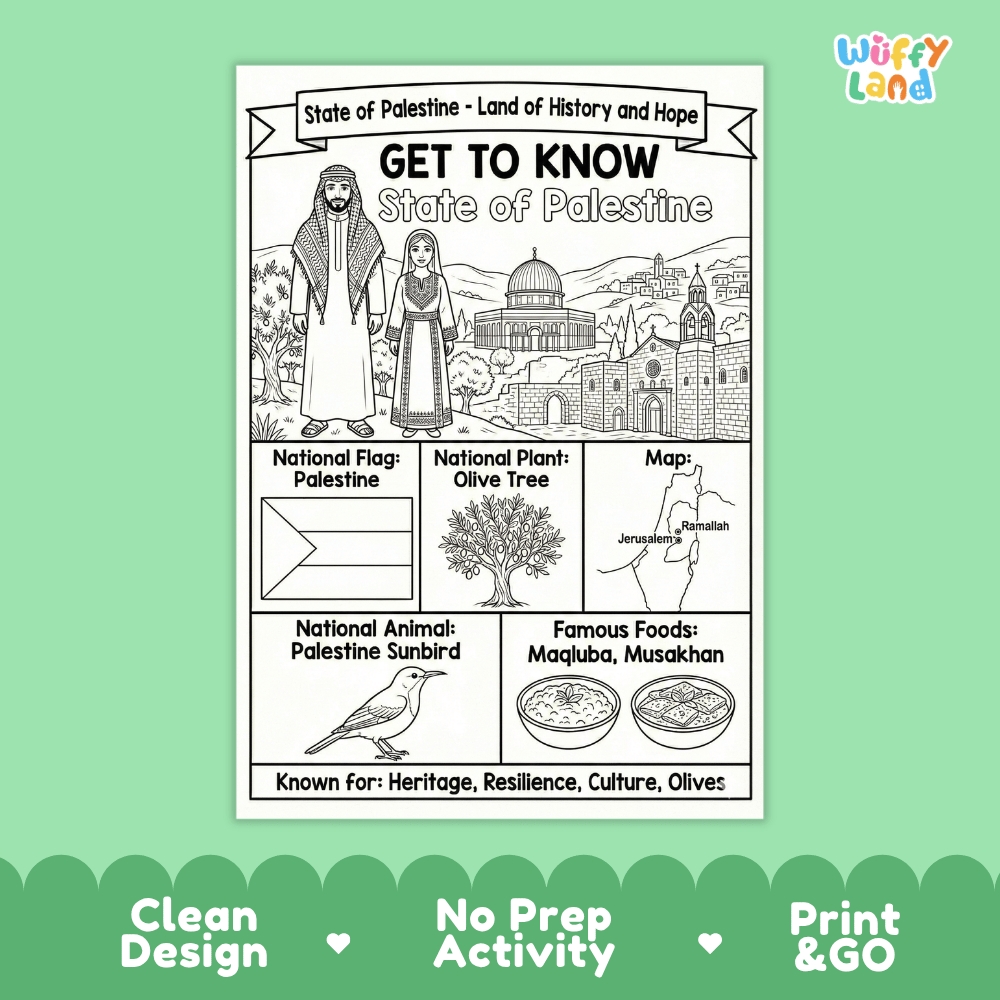 Palestine Geography Coloring Poster Worksheets