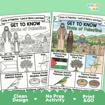 Palestine Geography Coloring Poster Worksheets
