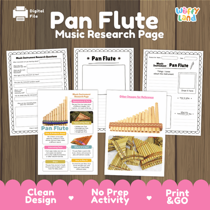 Pan Flute Music Research Page Worksheets and Information Poster