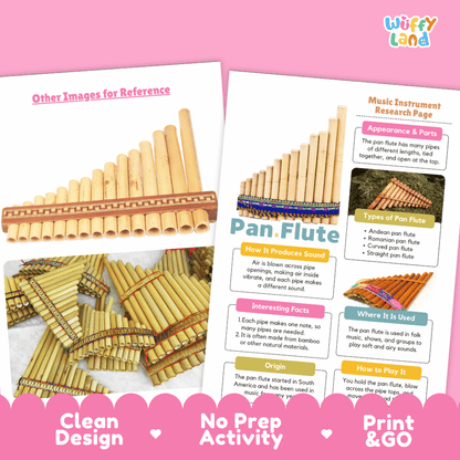 Pan Flute Music Research Page Worksheets and Information Poster