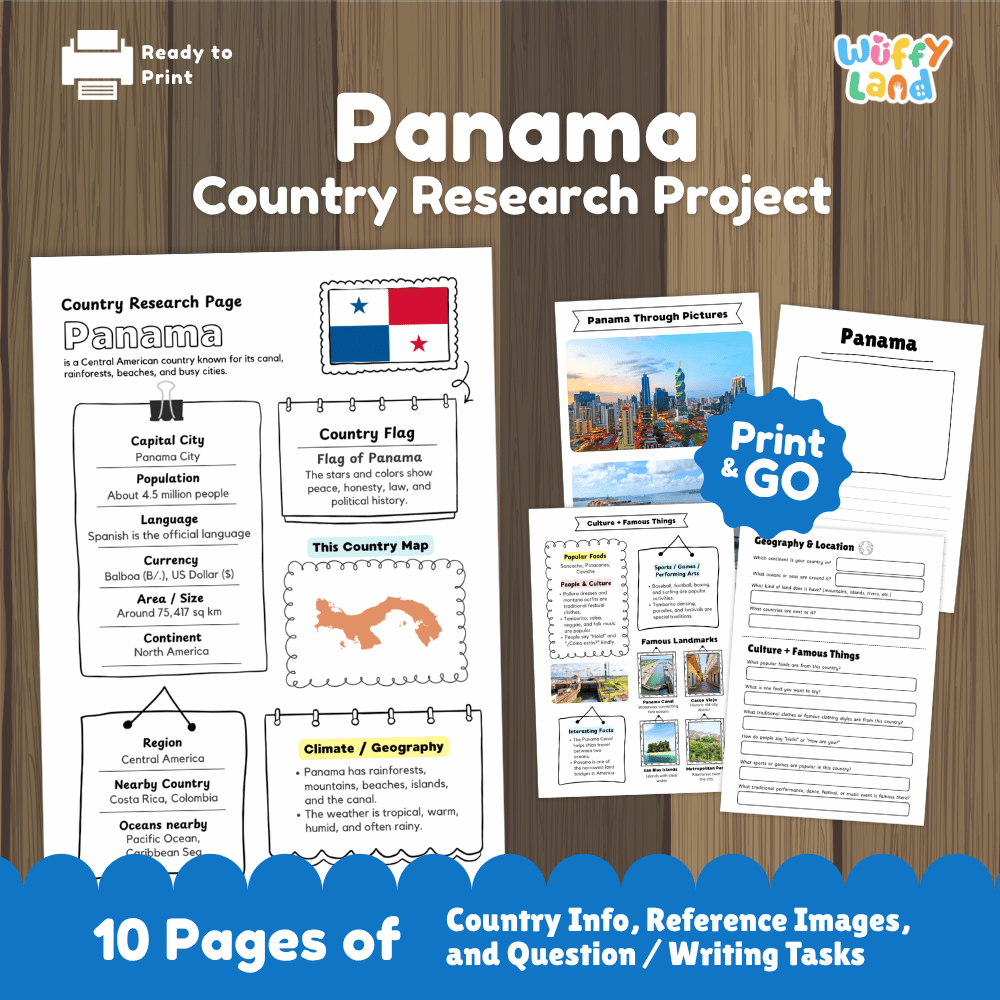Panama Country Research Project Worksheets and Activity Pages