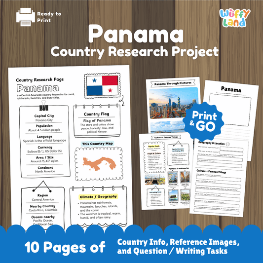 Panama Country Research Project Worksheets and Activity Pages