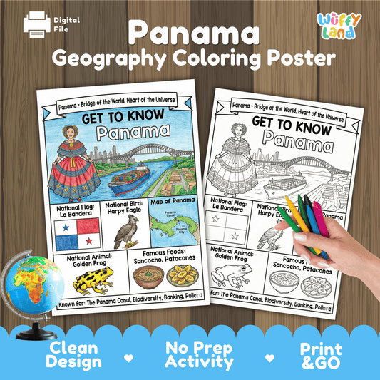 Panama Country Study Geography Coloring Page Worksheet Activity