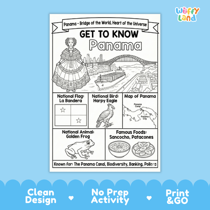 Panama Geography Coloring Poster and Activity Worksheet
