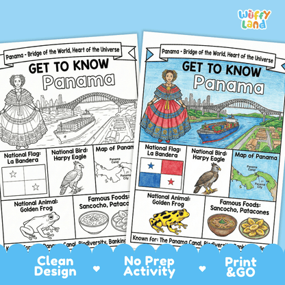 Panama Geography Coloring Poster and Activity Worksheet