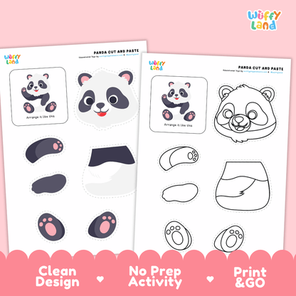 Panda Cut and Paste Craft and Coloring Activity Worksheets