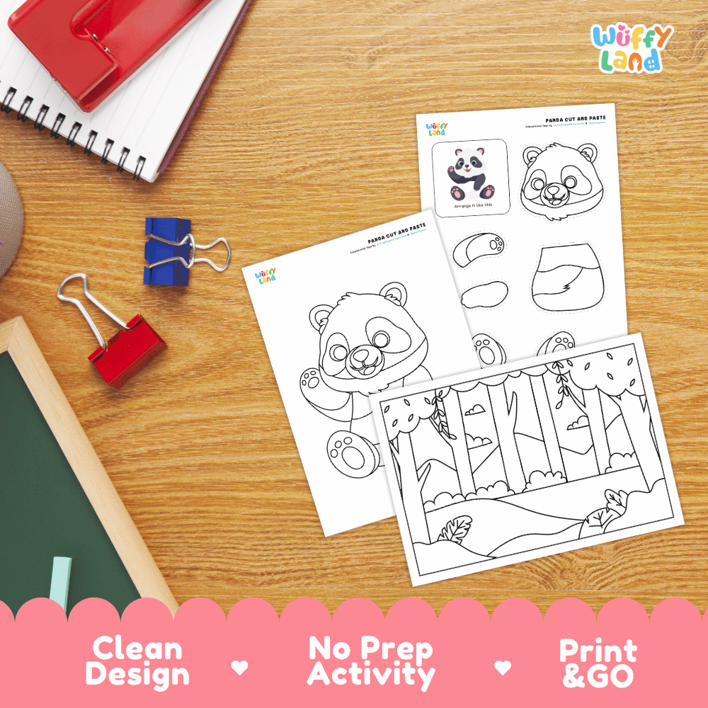 Panda Cut and Paste Craft and Coloring Activity Worksheets