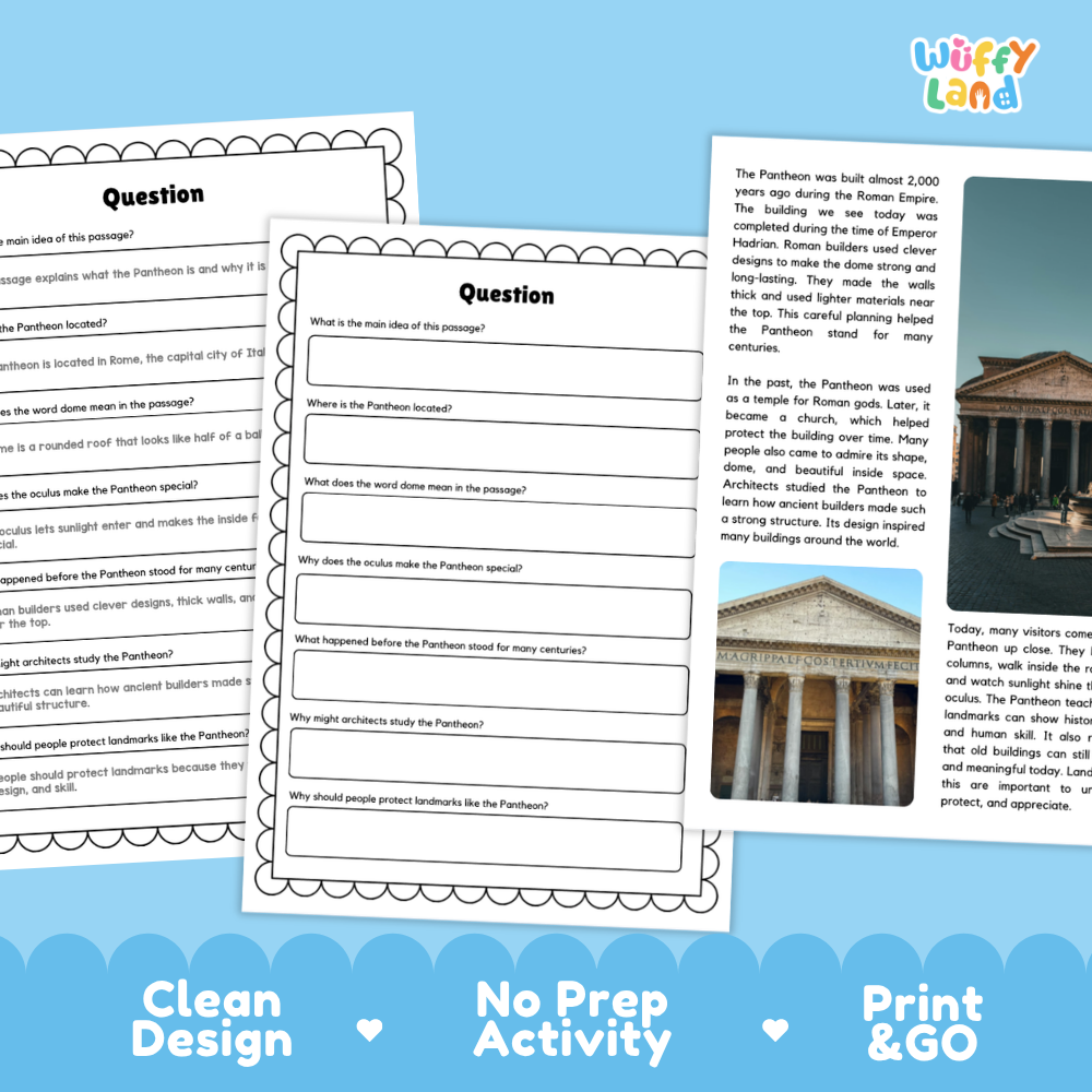 Pantheon Landmark Reading Passage and Comprehension Questions