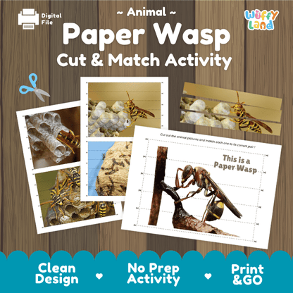 Paper Wasp Cut and Match Activity Printables Worksheets
