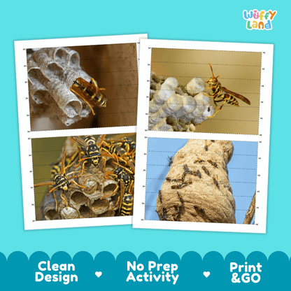 Paper Wasp Cut and Match Activity Printables Worksheets