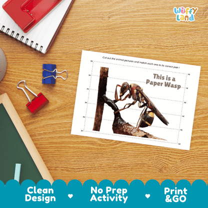 Paper Wasp Cut and Match Activity Printables Worksheets