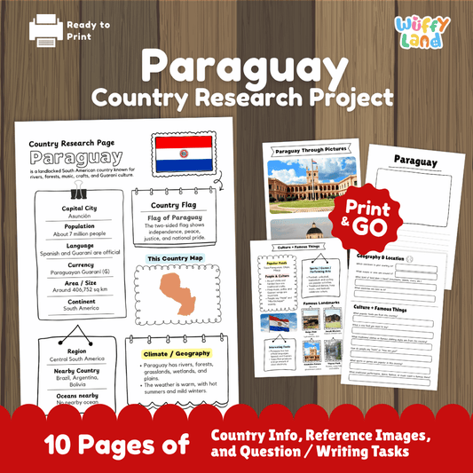 Paraguay Country Research Project Worksheets and Activity Pages