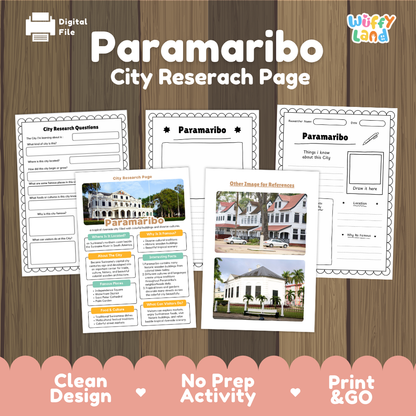Paramaribo City Research Project Worksheets and Fact Sheet