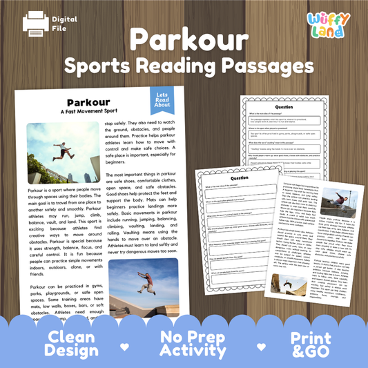 Parkour Sports Reading Passages and Comprehension Questions Worksheets