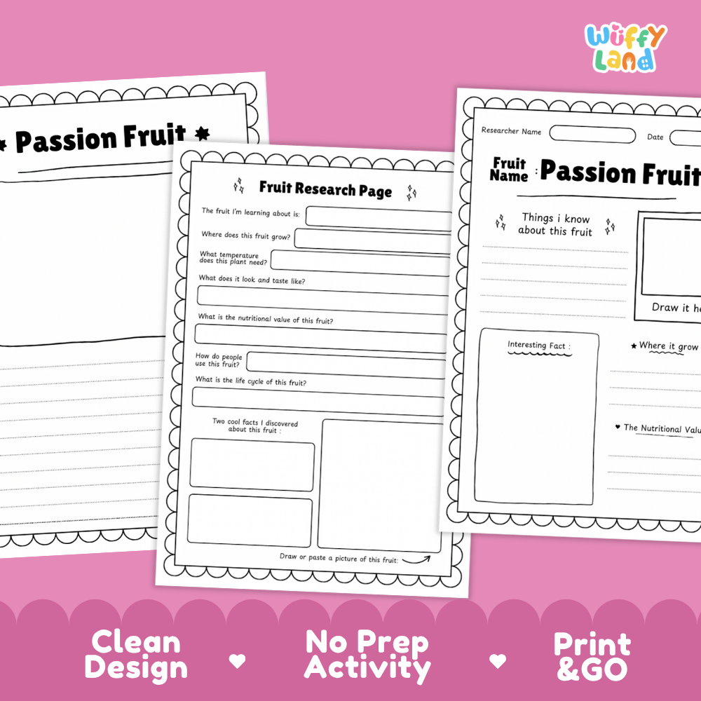 Passion Fruit Fruit Research Page Worksheets and Fact Sheet