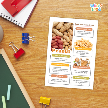 Peanut Nut and Seed Research Page Worksheets