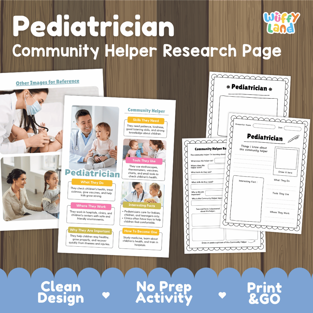 Pediatrician Community Helper Research Pages and Worksheets