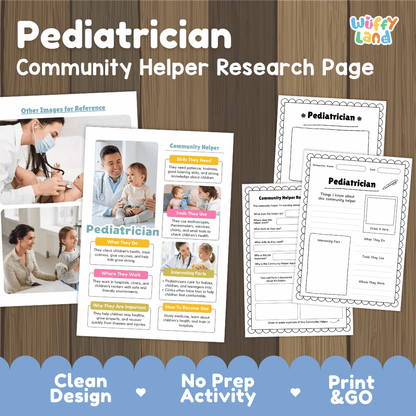 Pediatrician Community Helper Research Pages and Worksheets