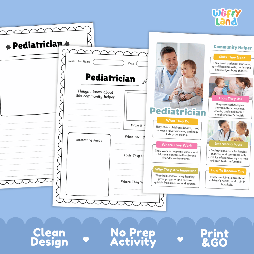 Pediatrician Community Helper Research Pages and Worksheets