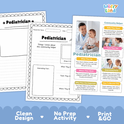 Pediatrician Community Helper Research Pages and Worksheets