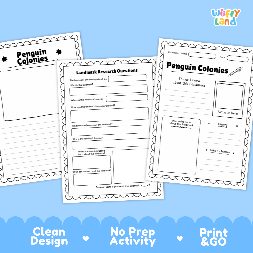 Penguin Colonies Landmark Research Page | Antarctica Wildlife and Science Worksheets