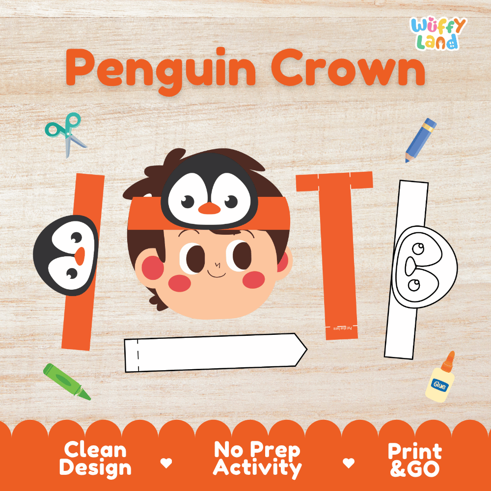 Penguin Crown Craft Printable Activity Worksheets