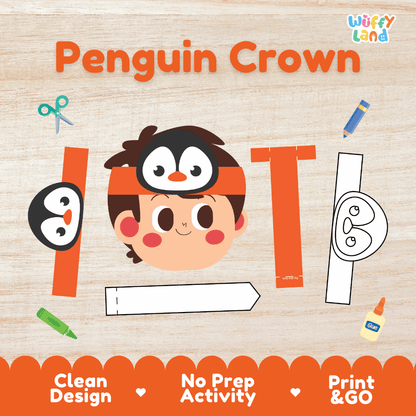 Penguin Crown Craft Printable Activity Worksheets