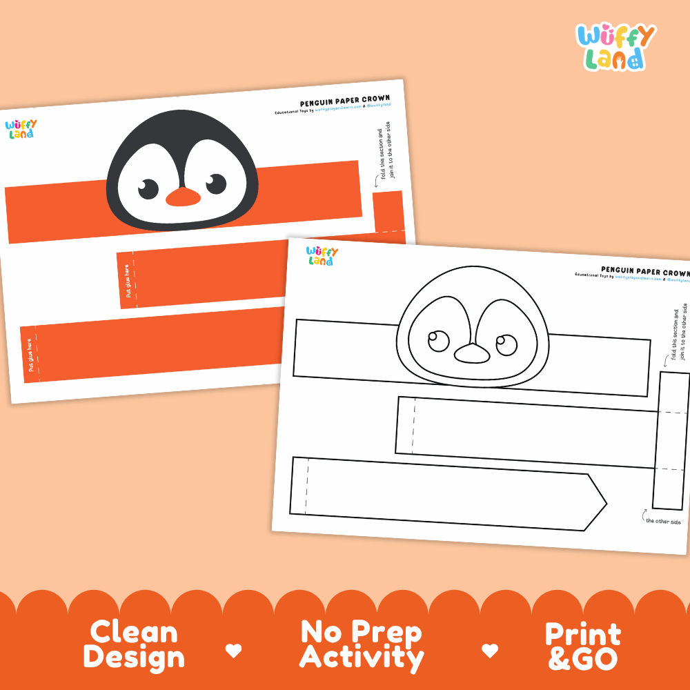 Penguin Crown Craft Printable Activity Worksheets