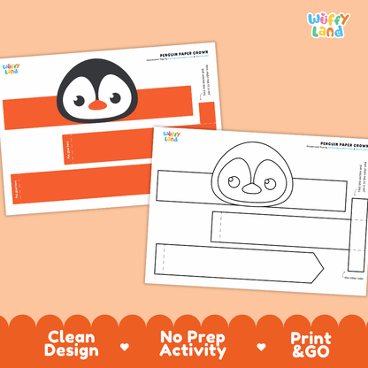 Penguin Crown Craft Printable Activity Worksheets