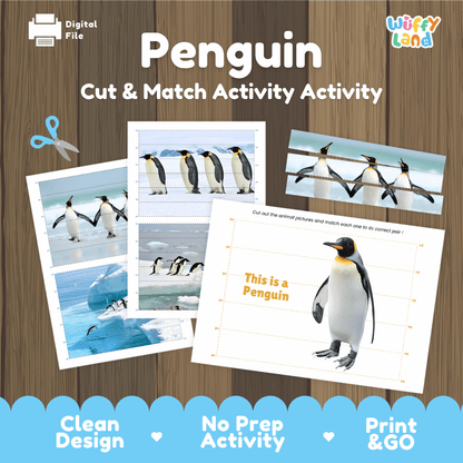 Penguin Cut and Match Puzzle Activity Worksheets
