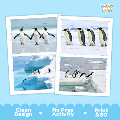 Penguin Cut and Match Puzzle Activity Worksheets