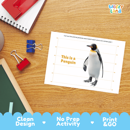 Penguin Cut and Match Puzzle Activity Worksheets