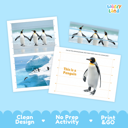 Penguin Cut and Match Puzzle Activity Worksheets