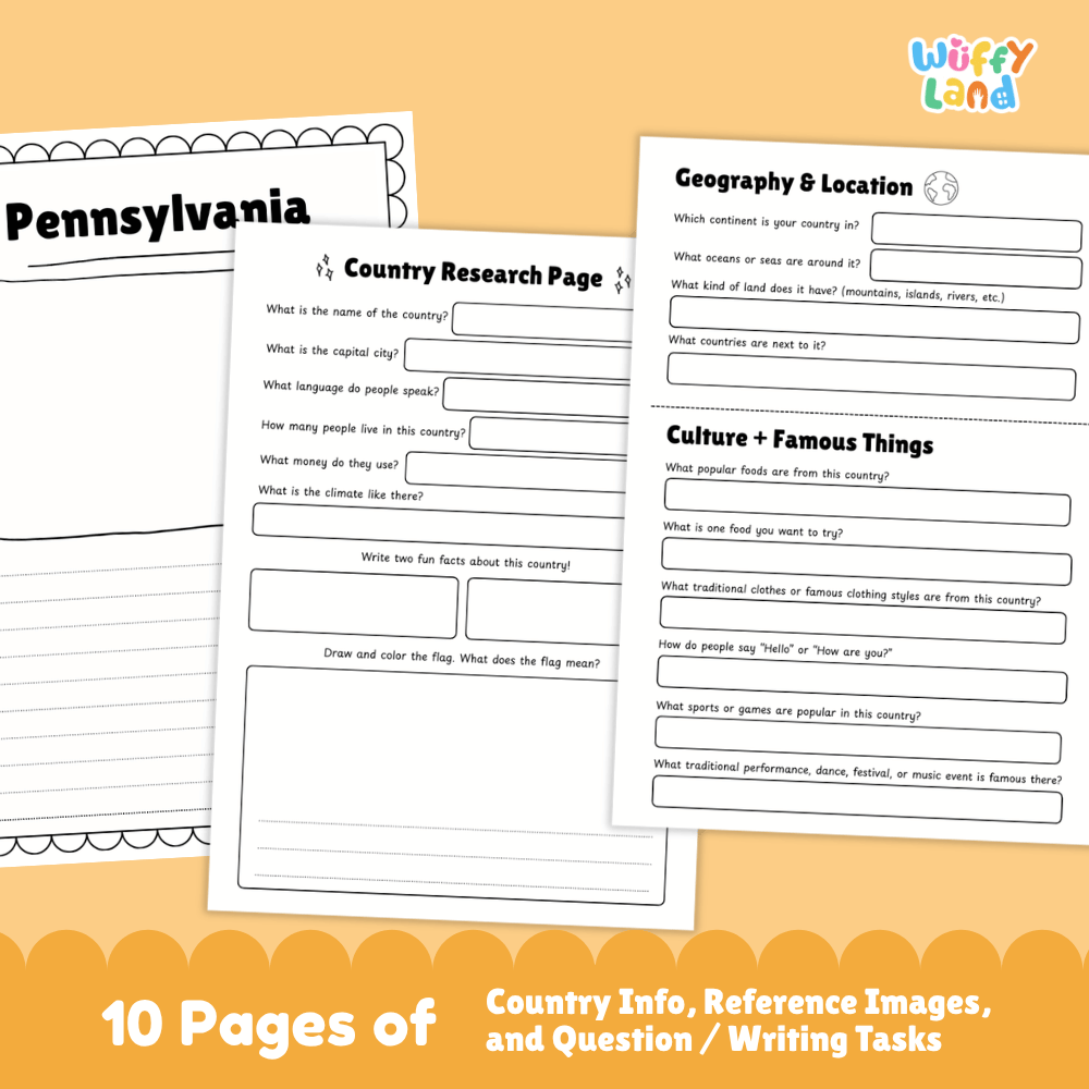 Pennsylvania Country Research Project Worksheets and Activity Pages