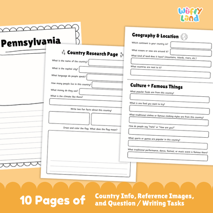 Pennsylvania Country Research Project Worksheets and Activity Pages