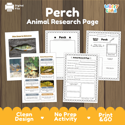 Perch Animal Research Worksheets and Informational Fact Sheets
