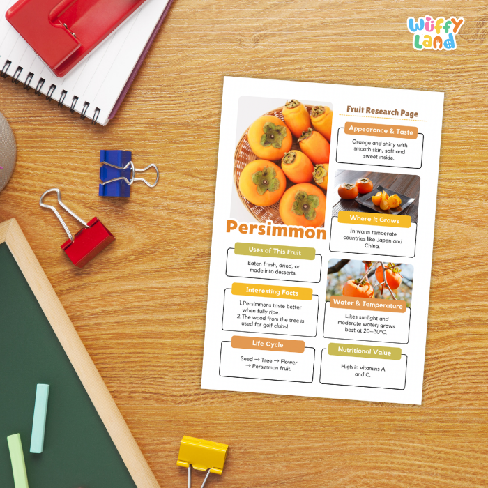 Persimmon Fruit Research Page Worksheets and Fact Sheet