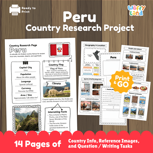 PERU Country Research Project | Printable Geography Worksheets Social Studies