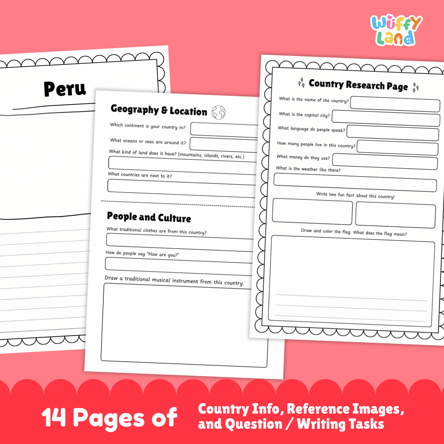PERU Country Research Project | Printable Geography Worksheets Social Studies