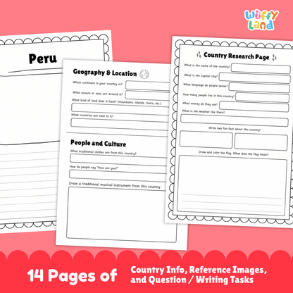 PERU Country Research Project | Printable Geography Worksheets Social Studies