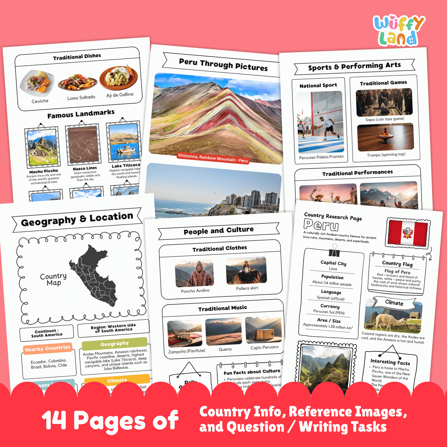 PERU Country Research Project | Printable Geography Worksheets Social Studies