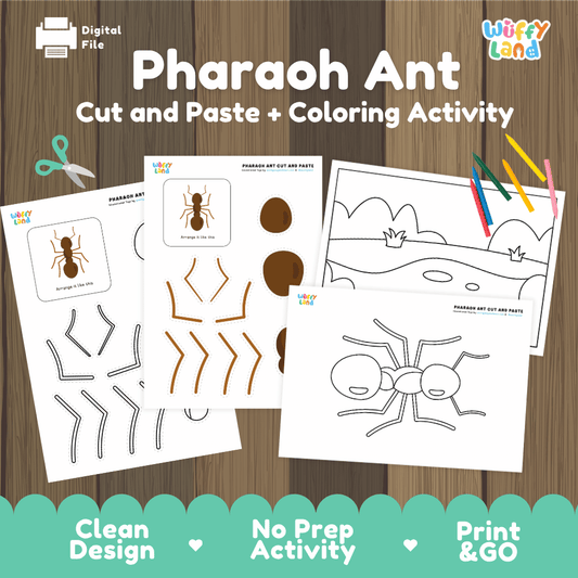 Pharaoh Ant Cut and Paste Craft and Coloring Activity Worksheets