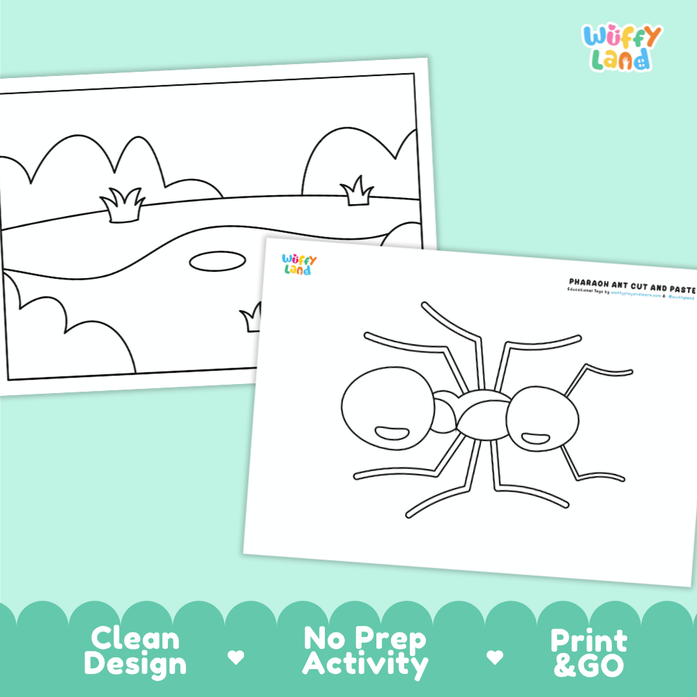 Pharaoh Ant Cut and Paste Craft and Coloring Activity Worksheets