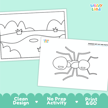 Pharaoh Ant Cut and Paste Craft and Coloring Activity Worksheets