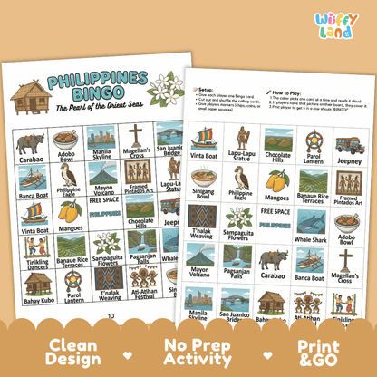 Philippines Geography BINGO Game | Filipino Culture and Landmarks Printable Activity