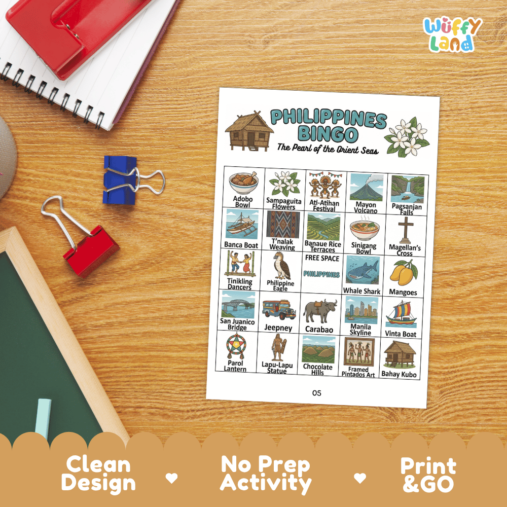 Philippines Geography BINGO Game | Filipino Culture and Landmarks Printable Activity