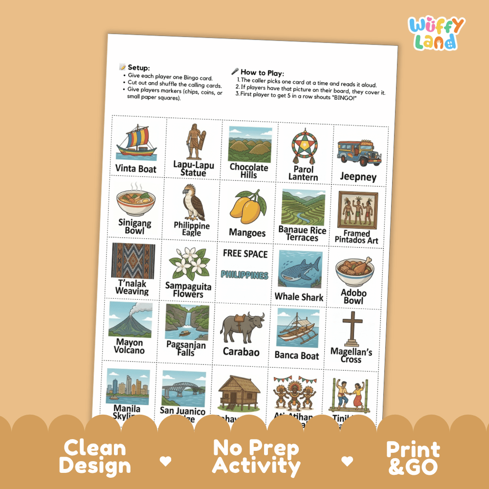 Philippines Geography BINGO Game | Filipino Culture and Landmarks Printable Activity