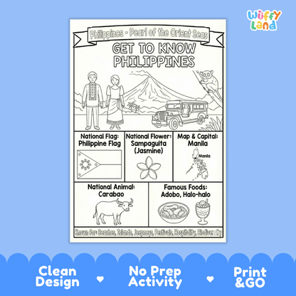 Philippines Geography Coloring Poster and Fact Sheet Printables