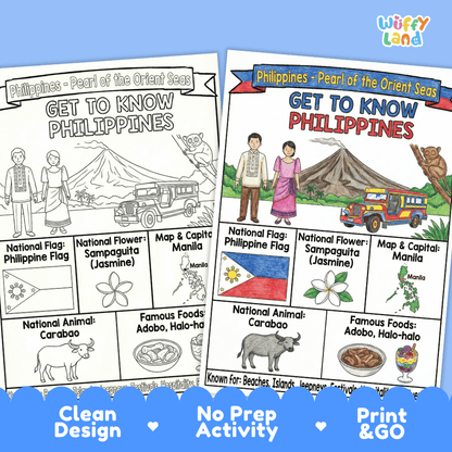 Philippines Geography Coloring Poster and Fact Sheet Printables